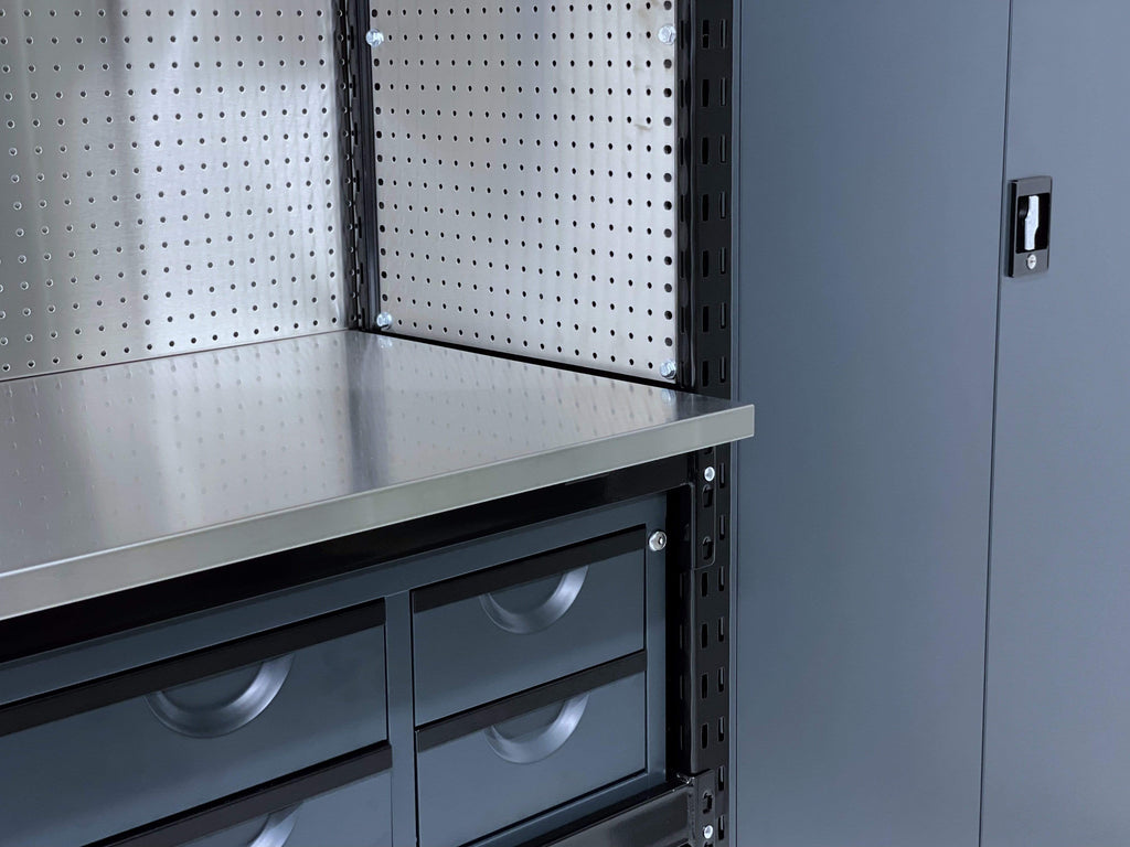 Steelspan Storage Systems Module 10 with Overhead Cabinets - Fully Loaded Stainless Steel